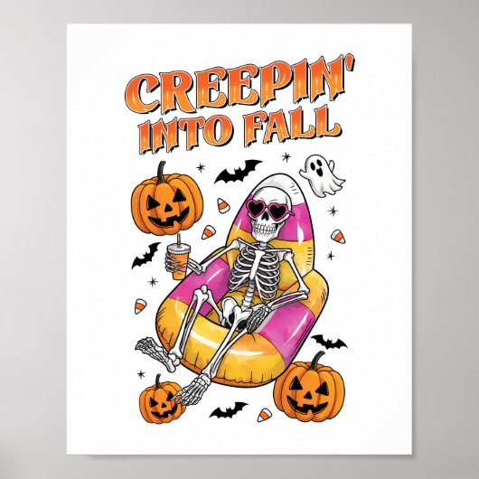 Retro Creepin in de Herfst Halloween Poster (Voorkant)