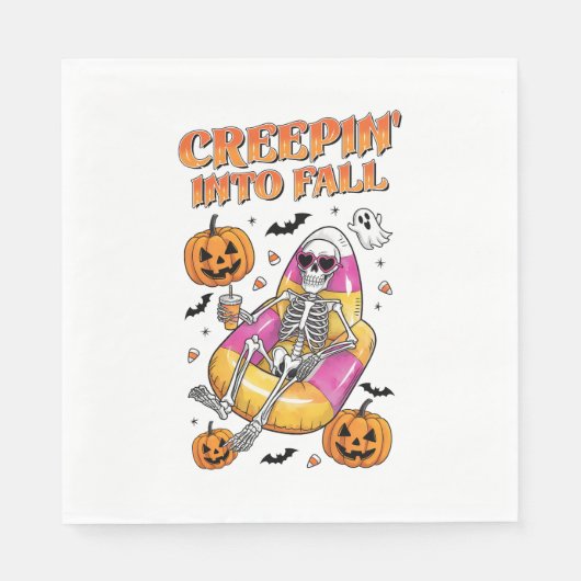 Retro Creepin in de Herfst Halloween Servet (Voorkant)