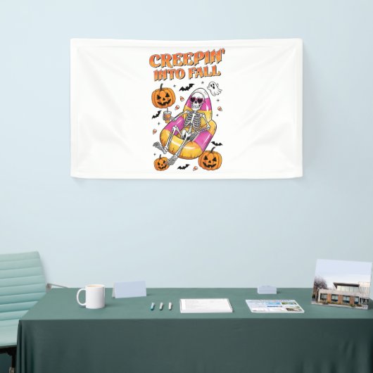 Retro Creepin in de Herfst Halloween Spandoek (Beurs)