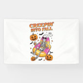 Retro Creepin in de Herfst Halloween Spandoek (Horizontaal)