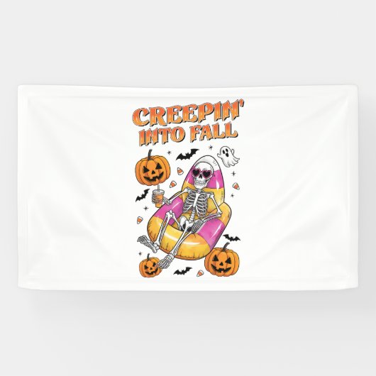 Retro Creepin in de Herfst Halloween Spandoek (Horizontaal)