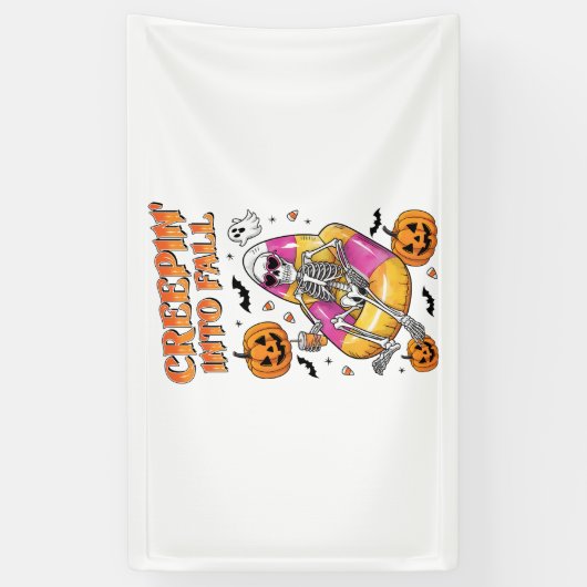 Retro Creepin in de Herfst Halloween Spandoek (Verticaal)