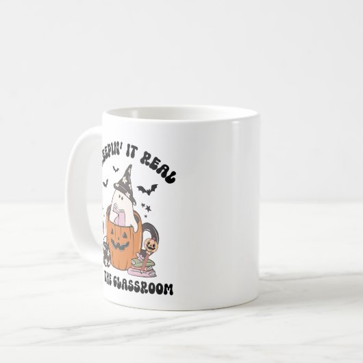 Retro Creepin’ It Echte Leraar Halloween Koffiemok (Voorkant links)