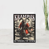 Retro Creepmas Krampus Is Coming To Town Dark Humo Kaart (Voorkant)