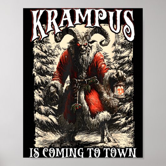 Retro Creepmas Krampus Komt In De Stad Dark Humo Poster (Voorkant)