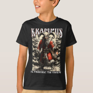 Retro Creepmas Krampus Komt In De Stad Dark Humo T-shirt