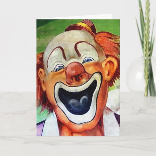 Retro Creepy Clown Verjaardag Kaart (Voorkant)
