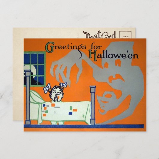 Retro Creepy Halloween Ghost Briefkaart (Voorkant / Achterkant)