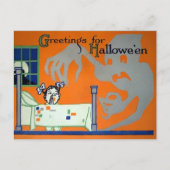 Retro Creepy Halloween Ghost Briefkaart (Voorkant)