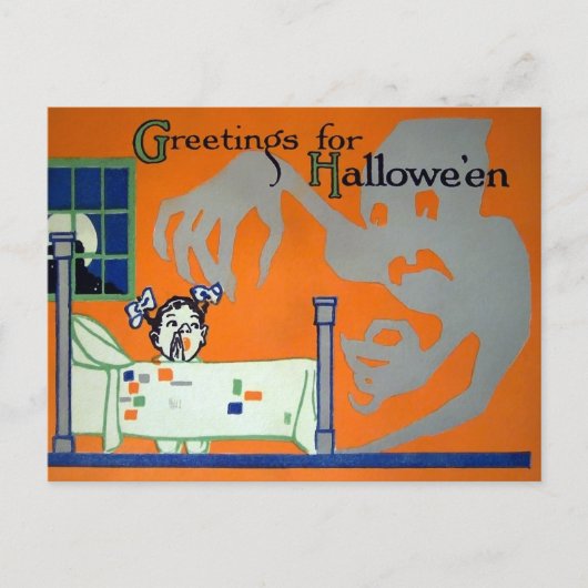 Retro Creepy Halloween Ghost Briefkaart (Voorkant)