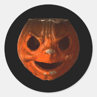 Retro Creepy Halloween pompoen gezicht Ronde Sticker