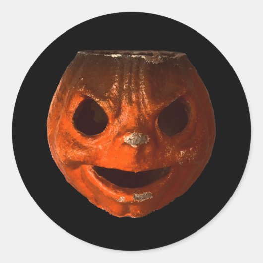 Retro Creepy Halloween pompoen gezicht Ronde Sticker (Voorkant)