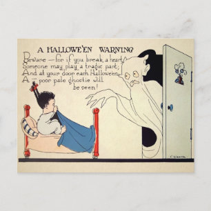 Retro Creepy Halloween Warning Briefkaart