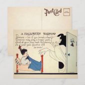 Retro Creepy Halloween Warning Briefkaart (Voorkant / Achterkant)