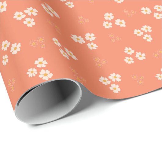 Retro Crème & Gouden Daisy Bloem Cadeaupapier (Rol Hoek)