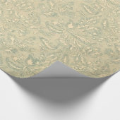 Retro  Creme Leaf Floral Moss Green Cadeaupapier (Hoek)