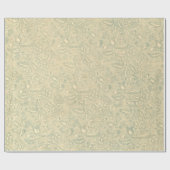 Retro  Creme Leaf Floral Moss Green Cadeaupapier (Vlak)