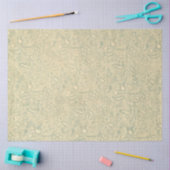 Retro  Creme Leaf Floral Moss Green Tissuepapier (Craft)