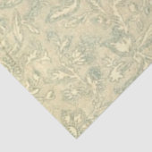 Retro  Creme Leaf Floral Moss Green Tissuepapier (Detail)