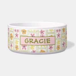 Retro Crème Patchwork Bloemstuk Aangepaste Grote H Voerbakje