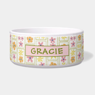 Retro Crème Patchwork Bloemstuk Aangepaste Grote H Voerbakje