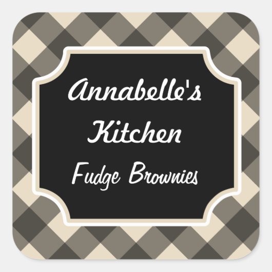 Retro Crème Zwarte Keuken Stickers (Voorkant)