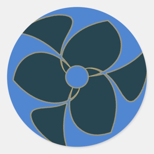 Retro Crescent Spiraal Triquerta Blauwgroen Ronde Sticker (Voorkant)