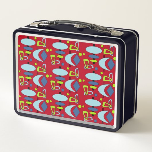Retro Crescent Totem Shapes Metal Lunch Box (Achterkant)