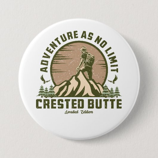 Retro Crested Butte Hike Sunset T-shirt Ronde Button 7,6 Cm (Voorkant)