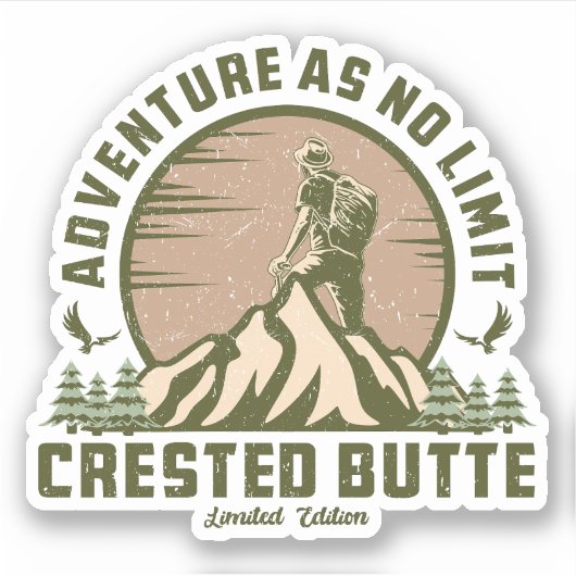Retro Crested Butte Hike Sunset T-shirt Sticker (Voorkant)