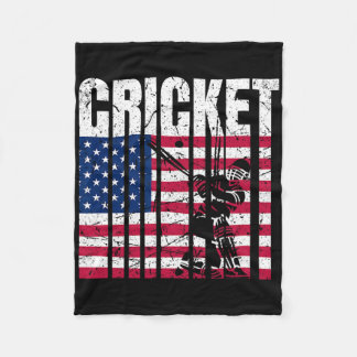 Retro Cricket American Flag Design  Fleece Deken