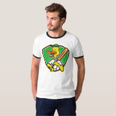 Retro Cricket Cartoon Duck T-shirt (Voorkant volledig)