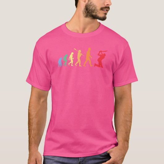 Retro Cricket Evolution Voor Cricket Spelers Of Fa T-shirt (Voorkant)