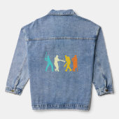 Retro Cricket Player Cricketer Sport Gamed Denim Jacket (Achterkant)