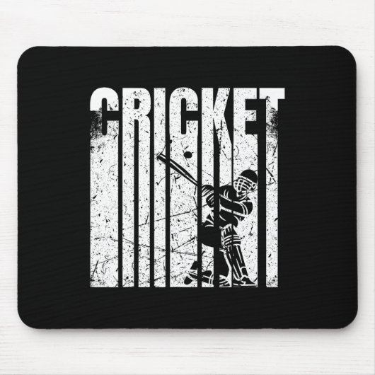 Retro Cricket Player Tter Design  Muismat (Voorkant)