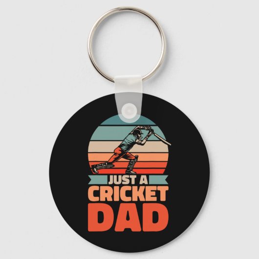 Retro Cricket Vader - Vintage Cricketspeler Gewoon Sleutelhanger (Voorkant)