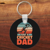 Retro Cricket Vader - Vintage Cricketspeler Gewoon Sleutelhanger (Voorkant)