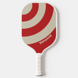 Retro Crimson Drie Cirkel Streep met Naam Pickleball Paddle