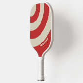 Retro Crimson Drie Cirkel Streep met Naam Pickleball Paddle (Links)