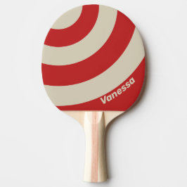 Retro Crimson Drie Cirkel Streep met Naam Tafeltennisbatje