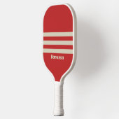 Retro Crimson Drie Dwars Strepen met Naam Pickleball Paddle (Links)