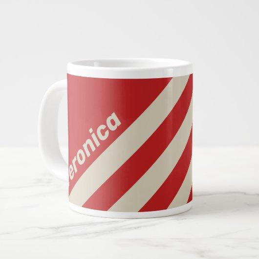 Retro Crimson Drie Strepen met Naam Grote Koffiekop (Links)