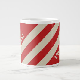 Retro Crimson Drie Strepen met Naam Grote Koffiekop