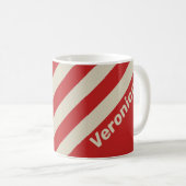 Retro Crimson Drie Strepen met Naam Koffiemok (Voorkant rechts)