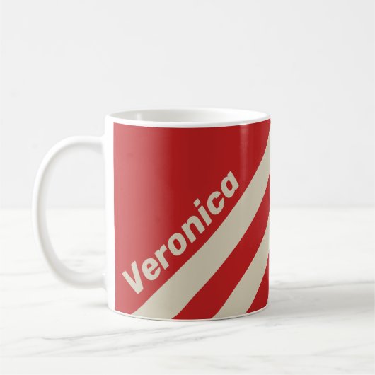 Retro Crimson Drie Strepen met Naam Koffiemok (Links)