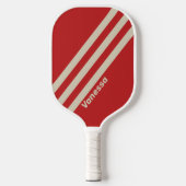 Retro Crimson Drie strepen met naam Pickleball Paddle (Voorkant)