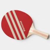 Retro Crimson Drie strepen met naam Tafeltennisbatje (Zijkant)