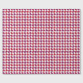 Retro crimson red paars houndstooth plaid cadeaupapier (Vlak)