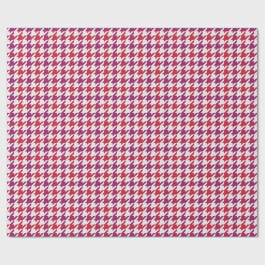 Retro crimson red paars houndstooth plaid cadeaupapier (Vlak)