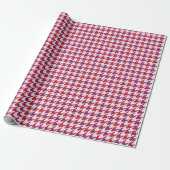 Retro crimson red paars houndstooth plaid cadeaupapier (Uitgerold)